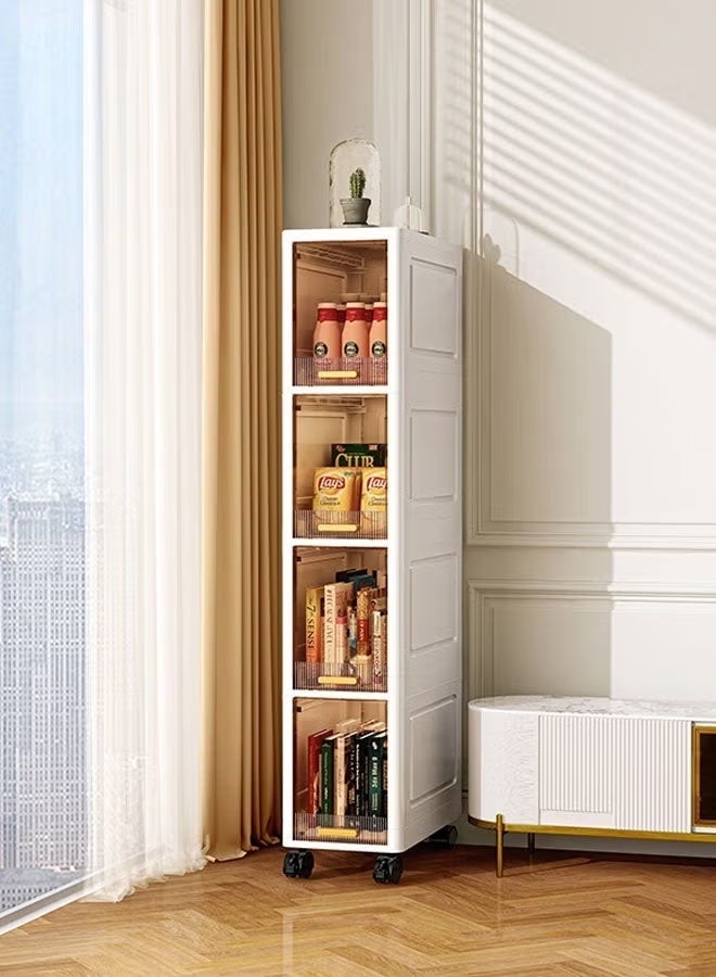 Bathroom Storage Cabinet, Narrow Storage Cabinet, Plastic Narrow Storage Cabinet With Doors And Shelves, Multi-functional Storage Cabinet For Bedroom And Bathroom, Waterproof Design, Suitable For Small Spaces, Bathroom, Kitchen, Laundry Room, White. - Image 5